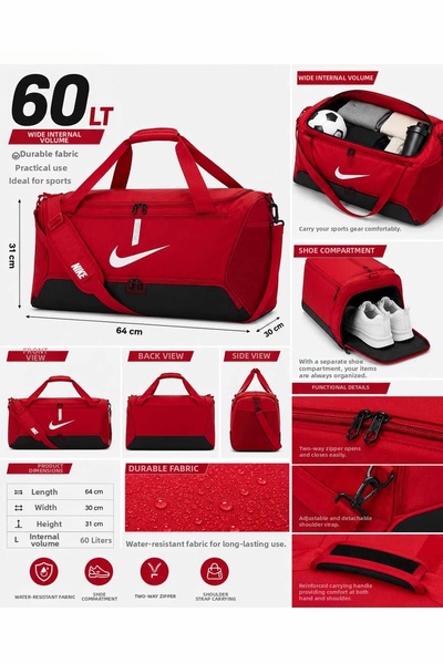 Nike حقيبة رياضية للتدريب والسفر واللياقة البدنية / حقيبة رياضية بحزام كتف وم...