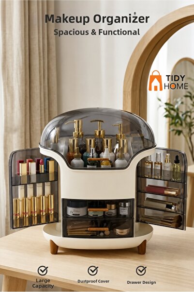 Tidy Home منظم مكياج ذكي متعدد الأدراج - منظم مستحضرات تجميل كبير الحجم