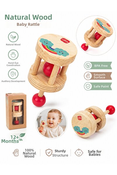babysch خشخيشة أطفال من الخشب الطبيعي