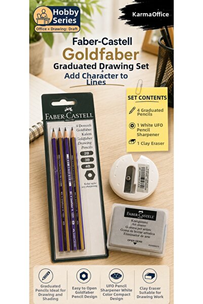 Faber Castell Goldfaber Drawing Set 4-Piece Graded Pencil Set |   Dough Erase...
