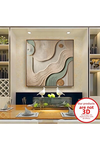 EMYA HOME Tablou pe pânză cu model abstract cu aspect în relief cu cadru meta...