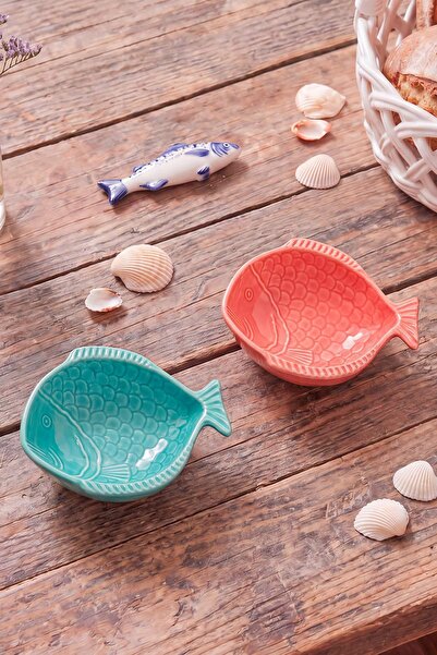 TRENDYOLMİLLA HOME طقم من 2 طبق تقديم على شكل سمكة 12 سم × 14 سم TPHSS26TBK00046
