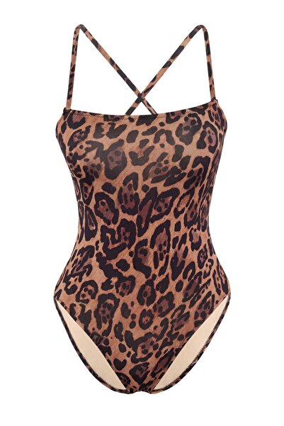 Trendyol Collection Tropical Patterned Strapless Covered Tie Regular Swimsuit...
