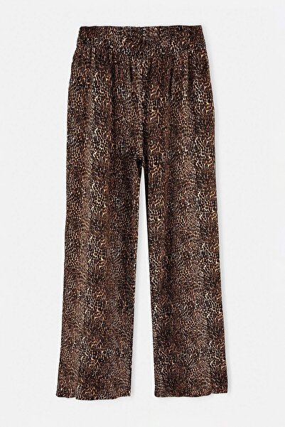 Trendyol Collection Black-Multicolor Woven 100% Polyester Trousers Tbess26Pl0...