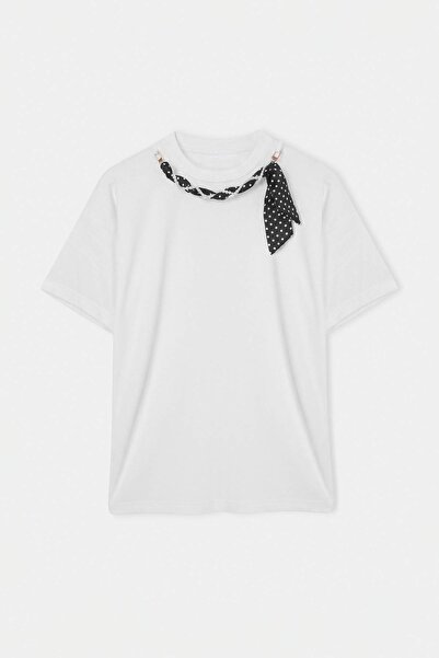 Drop by TrendyolMilla Ekru dodatak, detaljna majica TDRSS26TS00055