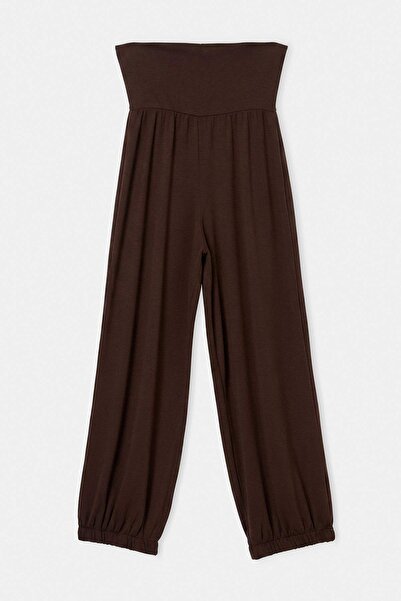 Drop by TrendyolMilla Brown High Waist Relax Knitted Trousers Tdrss26Pl00064