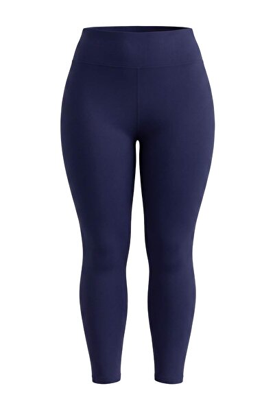 Trendyol Curve Navy Blue Soft Brushed Fabric Reflective Print Detailed Full L...