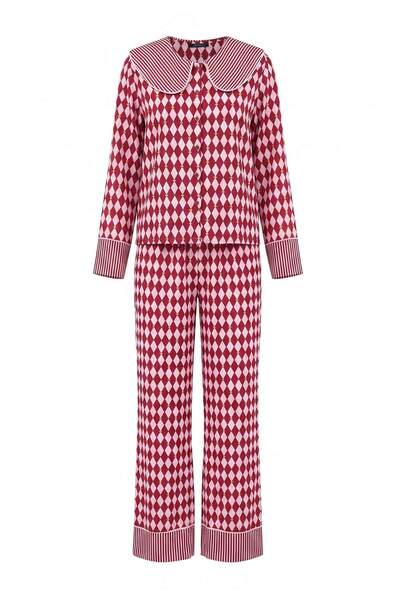 Trendyol Collection Set de pijamale țesute Shally cu imprimeu prune THMAW27PT...