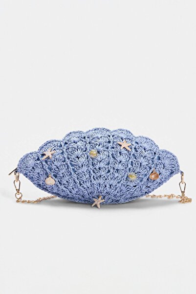 TRENDYOL SHOES Baby Blue Straw Mini Size Women's Shoulder Bag Takss26Oc00008