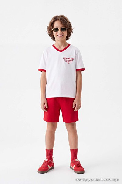TRENDYOLKIDS Weiß bedrucktes Strick-Unterteil - Oberes Teil des Sets TKDSS26A...