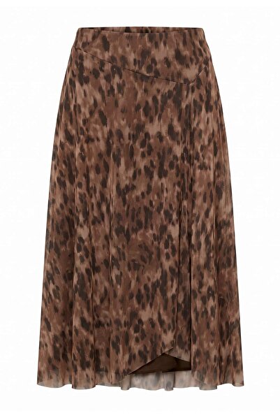 Trendyol Collection Brown Leopard Patterned A-Line Bell Form Asymmetrical Lin...