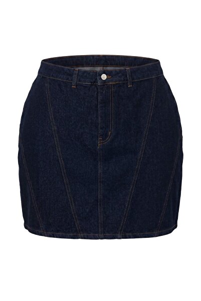 Trendyol Curve More Sustainable Dark Blue*001 Stitching Detailed 100% Cotton ...