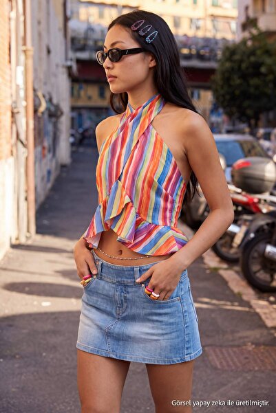 Trendyol Collection Multicolored Striped Woven Blouse Twoss26Bz00599