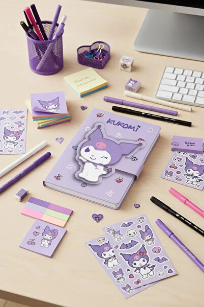 SANRIO Lisanslı Kuromi A5 Not Defteri 3D Figürlü Mıknatıslı 20.5 Cm