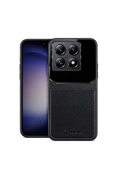 Zebana Xiaomi Mi 14T Uyumlu Kılıf Zebana Lens Deri Kılıf Siyah