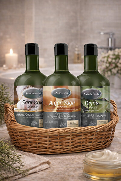 Mecitefendi MECİTEFENDİ SARIMSAK+ ARGAN +DEFNE ŞAMPUAN SET 3'LÜ