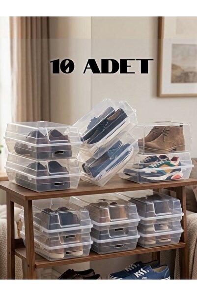10 Men's Shoe Storage Boxes - Transparent Shoe Container Suitable For Traveling