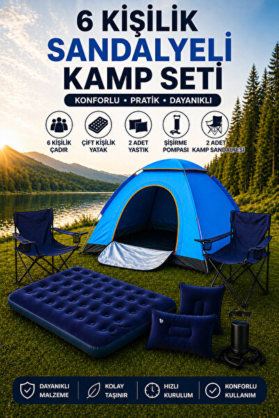 Onetick Lüx Kamp Tatil Seti Çadır 2 Adet Sandalye Yatak Yastık