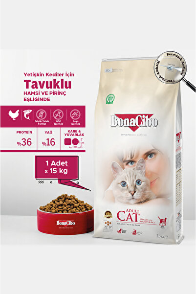 BonaCibo Adult Cat 15 Kg Tavuklu (Hamsi ve Pirinç eşliğinde) Yetişkin Kedi Ma...