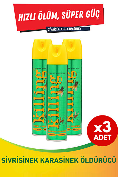 Killing Öldürücü Sprey 3'lü Eko Set - Sivrisinek Karasinek - Süper Güç 3x300ml