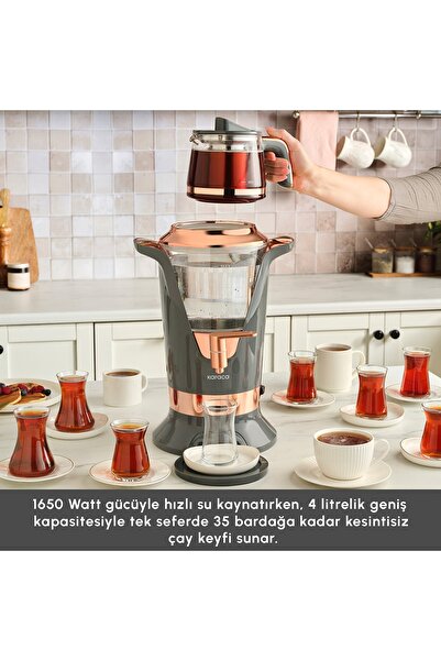 Karaca Maxiva 1651 Elektrikli Semaver 35 Çay Bardağı Kapasiteli Antrasit