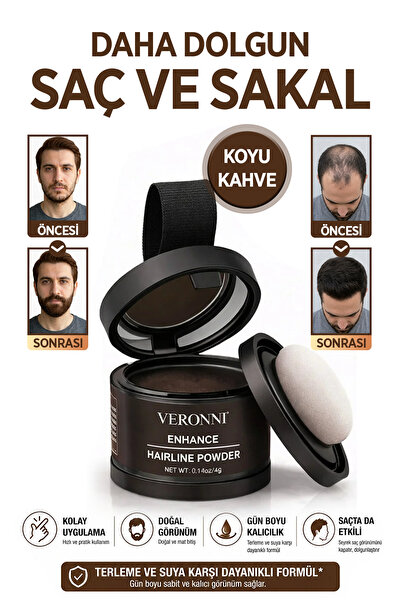 BİOREAL Saç Dolgunlaştırıcı Koyu Kahve Pudra | Seyrek Sakal Saçlar için Saç F...