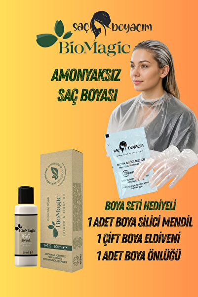 BIOMAGIC Saç Boyacım Mendil+Bio Magic Amonyaksız Saç Boyası 88.07 Altın Karam...