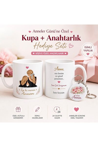 Sultan magnet hediyelik Kişiye Özel Porselen Kupa Seti Anneler Günü Hediyesi ...