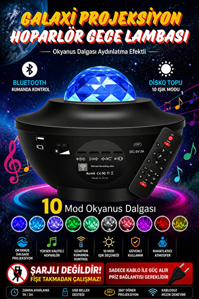 nextbuy Yıldızlı Projeksiyon Tavan Bulutsu Galaxy Lazer Işıklı Disko Topu Blu...