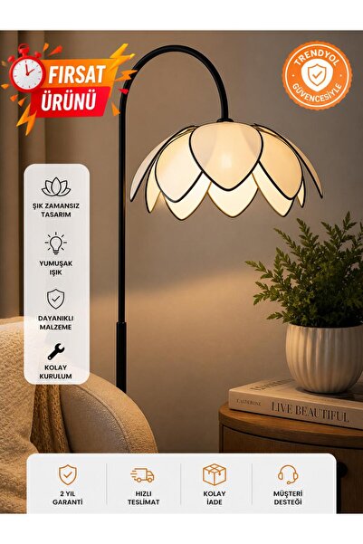 Emg DesiGn Lale Başlıklı Lambader Hareketli Başlık Modern Dekoratif Oturma Odası Çalışma Odası Zemin Lambası
