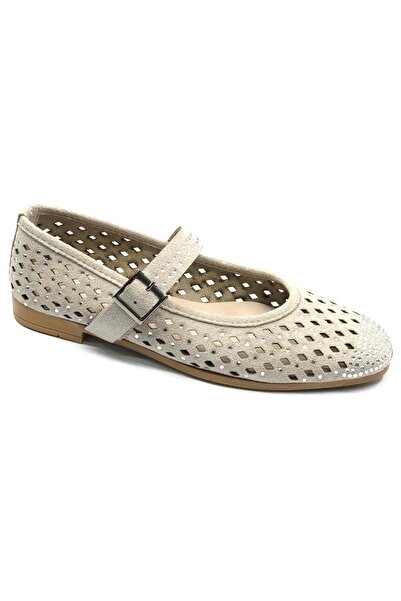 Kids Club Shoes İremsu Kemer Stone Detailed Perforated Balerina Pantofi de da...