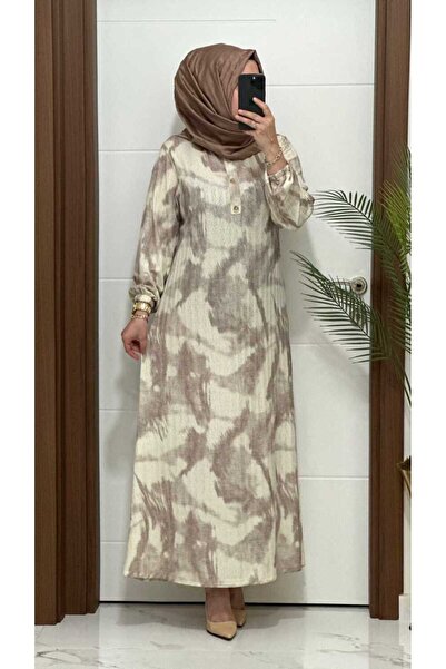 MODA ALMİRA 25361 K 100 AÇIK KAHVE YENİ SEZON MERSERİZE PINAR ELBİSE