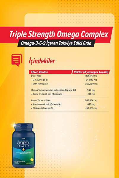 GNC GNC Triple Strength Omega Complex - 90 Yumuşak Kapsül