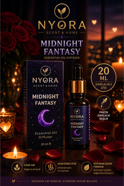 NYORA Midnight Fantasy 20 ml Damlalıklı Difizör ve Buhurdanlık Esansiyel Yağ