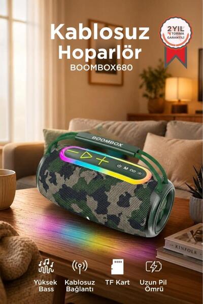 Torima Bluetooth Hoparlör IPX6 Kablosuz 30W Speaker BOOMBOX680 Yeşil Kamuflaj