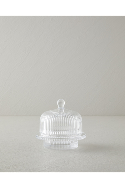English Home Sweet Lines Cam Şekerlik 11,5x7,5x11,5 cm Şeffaf