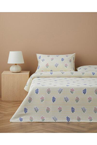 English Home Flower Stripes Baskılı Pamuklu Tek Kişilik Pike Takımı 150x220 c...