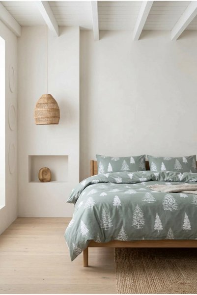 Menderes Home Set de lenjerie de pat pentru o persoană din flanel de iarnă din colecția Cotton Evergreen