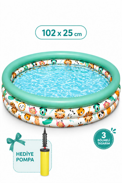 Fidan oyuncak Desenli Çocuk Oyun ve Yüzme Havuzu – 102 x 25 cm, 3 Bölmeli Day...