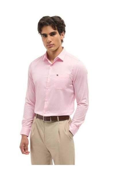 The Bear House Men's Pink Tailored Fit Solid Formal Shirt For Every Occasion