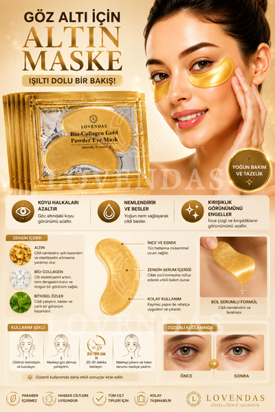 Lovendas Göz Altı için Altın Maske 3 Adet Gold Mask