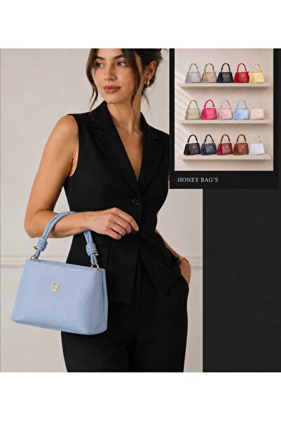 ÖZÜM ÇANTA Women's Faux Leather Daily Use Hand and Shoulder Bag Baby Blue