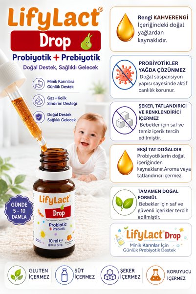 LifyLact Damla 10 ml , Probiyotik, Prebiyotik, 3'lü Süper Avantaj