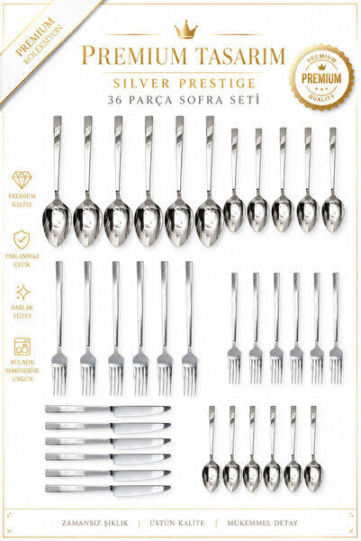 Birpa Silver Prestige Çubuk Model 36 Parça Sofra Seti
