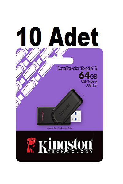 Kingston 10 adet DataTraveler Exodia S 64GB DTXS USB 3.2 Gen.1 USB Flash Bellek