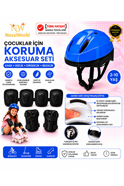 NW NessiWorld Bisiklet Kaykay Paten Çocuk Kaskı Ve Dizlik Set
