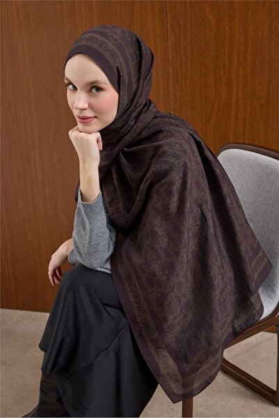 Silk Home Şal din viscoză Mayda Mov închis cu model de lanţ, cu cataramă, 190X70