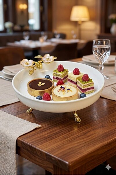 La Micellar Rocher Laleyza Base Pedestal Presentation Bowl & Porcelain Gold D...