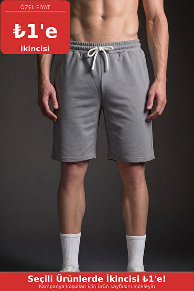 COMBİNE MİCHAİL Men's Elastic Summer Comfort Gray Shorts