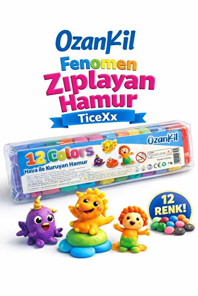 MİLSO Kil Seti Canlı Renkler 12'li - Havayla Kuruyan Ekstra Yumuşak Oyun Hamu...
